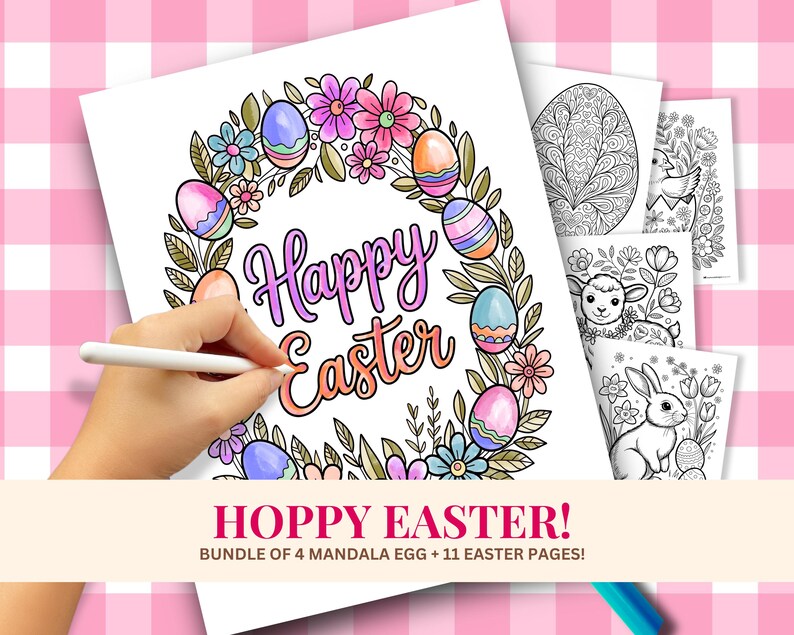 Spring and Easter Coloring Pages Bundle - 15 Printable Designs for Kids ...