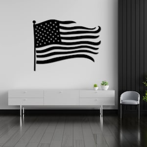 Lasergesneden metalen muurkunst Amerikaanse vlag: patriottisch interieur