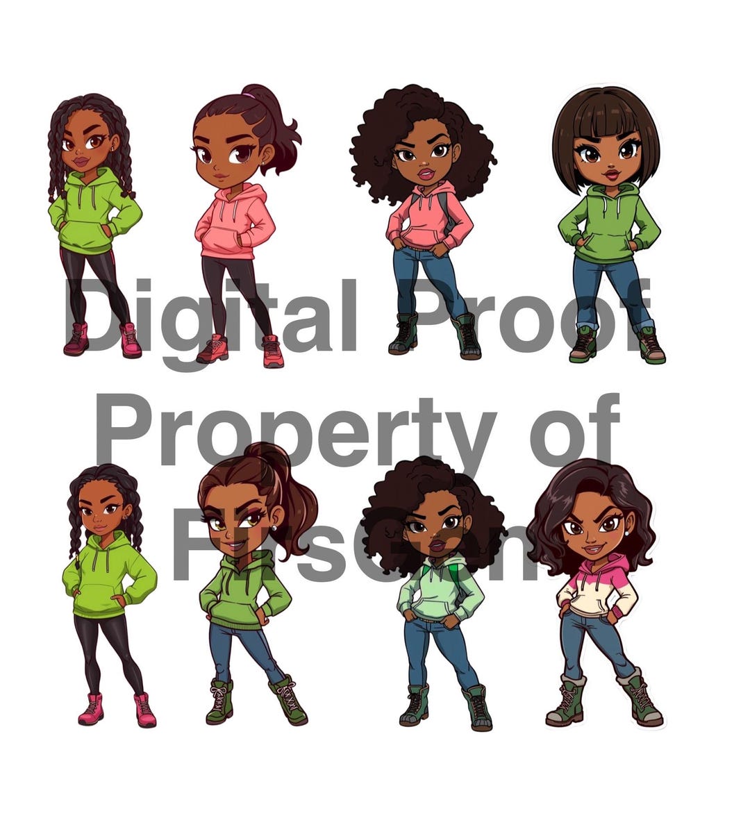 Chibi Black Girl Illustrations| Digital Download PNG Bundle - Etsy