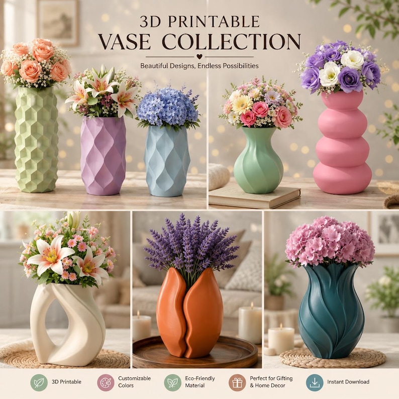 Stylish 3D printable lamp designs for modern home décor featuring aesthetic shapes and customizable printable STL files.