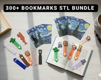 Bundel met meer dan 300 bladwijzers in STL-formaat | 3D-printbare bladwijzerbestanden | STL 3D-printcollectie | Digitale download | 3D-printbestanden, bladwijzer 3MF |