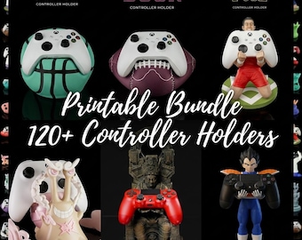 Bundel met Mega 120+ gamecontrollerhouders - STL- en 3MF-3D-printbestanden | Monster-, anime-, race- en fantasy-gamehouders voor op het bureau |