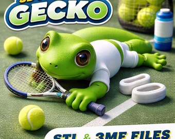 Tennisgekko STL | Schattige tennisgekko 3D-print | Sportgekko speelgoed | STL-bestand | Digitale download |