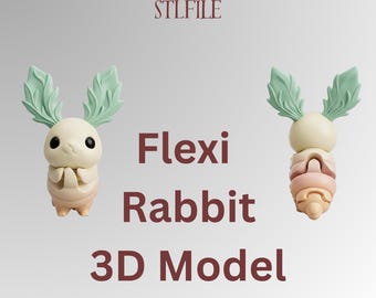 Gearticuleerd konijn STL-bestand | Flexibel konijn 3D-print | Kawaii paashaas | Printbaar dier | Fidgetspeelgoed | Bureaudier | Digitale download