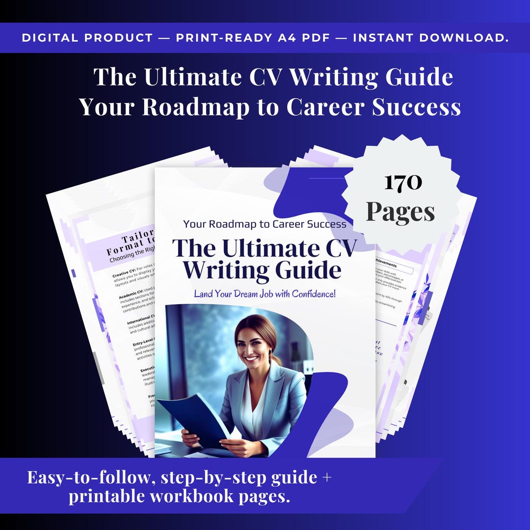 CV Writing Guide – Resume Builder, Workbook, ATS Tips (A4 PDF Digital ...