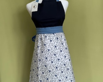 Dutch Blue and White Florals Cotton Apron