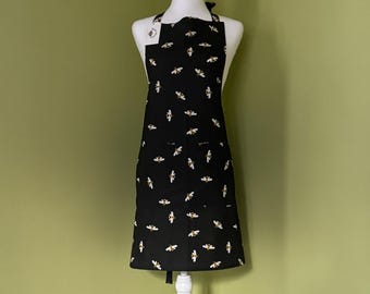 Black and Bees Cotton Apron *Plus Size*