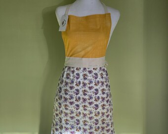 Purple and Yellow Pansies Cotton Apron