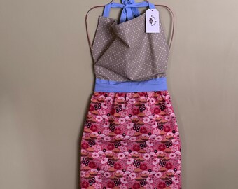 Green and Pink Floral Apron *Plus Size*