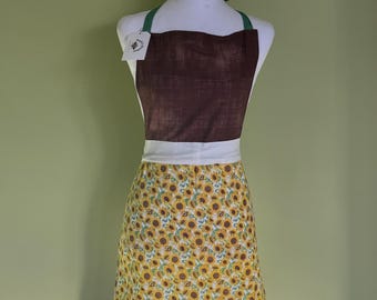 Brown and Yellow Sunflowers Cotton Apron