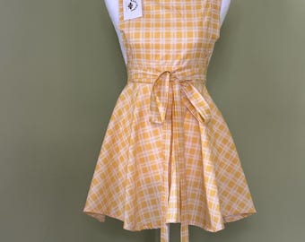 Yellow Gingham Vintage Style Cotton Apron