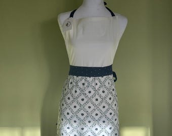 Blue and White Floral Cotton Apron