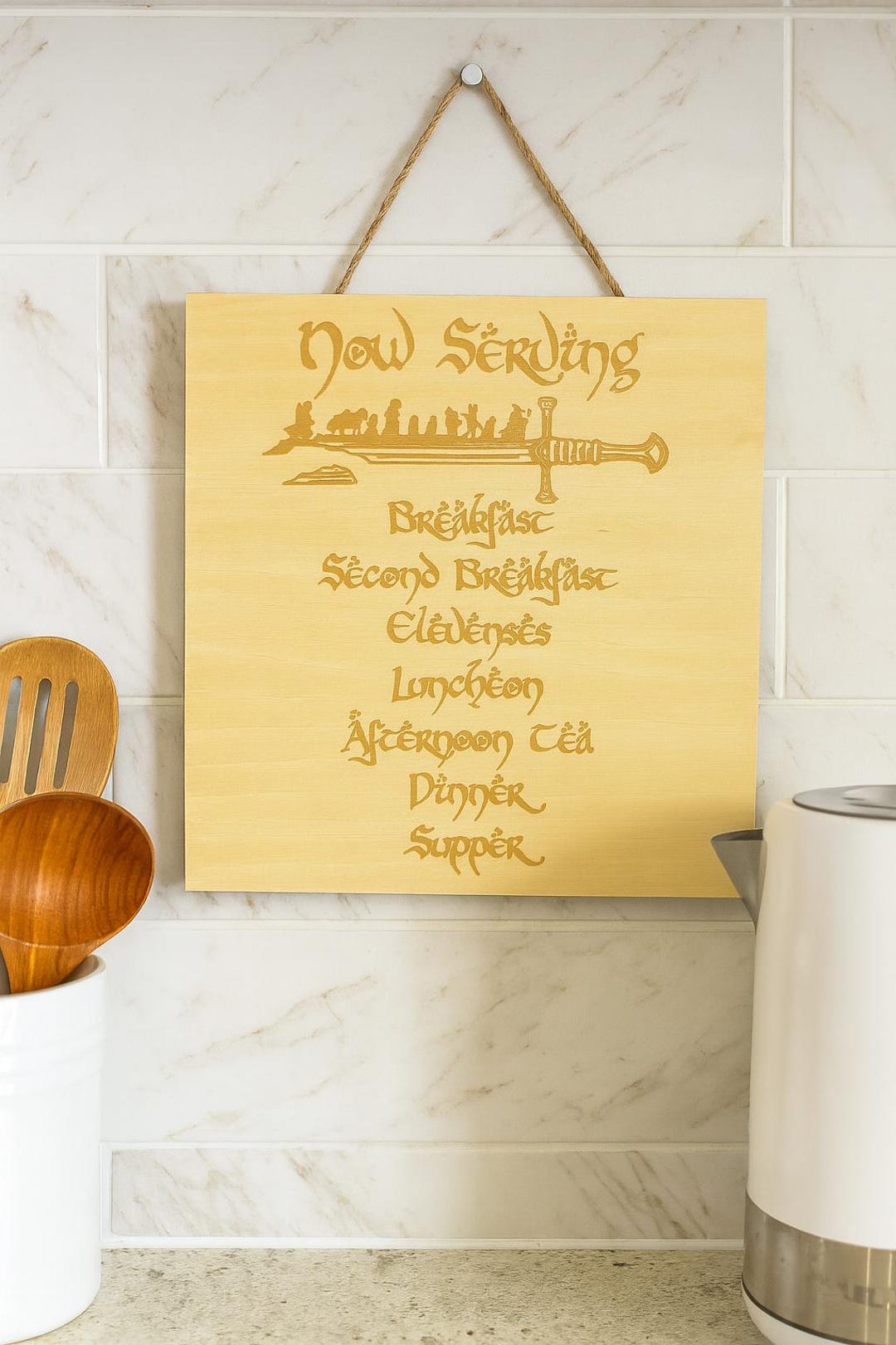 Hobbit Meal Sign – Lord of the Rings Engraved Wooden Plaque - Etsy