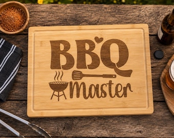 BBQ Master Engraved Bamboo Cutting Board for Dad