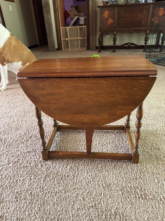 ヴィンテージメープルドロップリーフサイドテーブルコンパクトデザイン