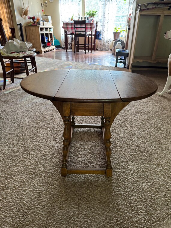 ヴィンテージメープルドロップリーフサイドテーブルコンパクトデザイン