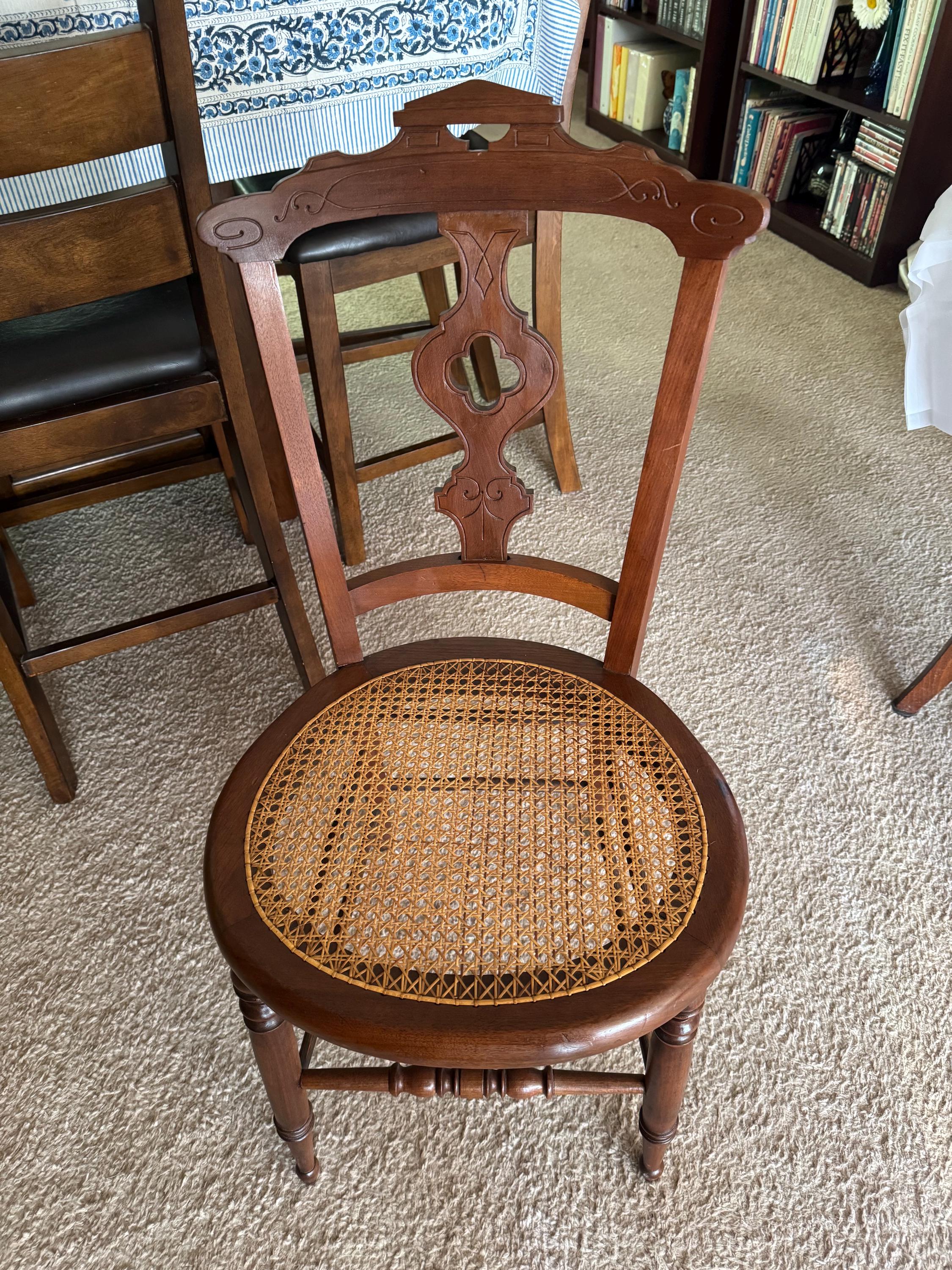 Leather Seat Replace Cane Seat With Wood Vintage Chairs With Cane
