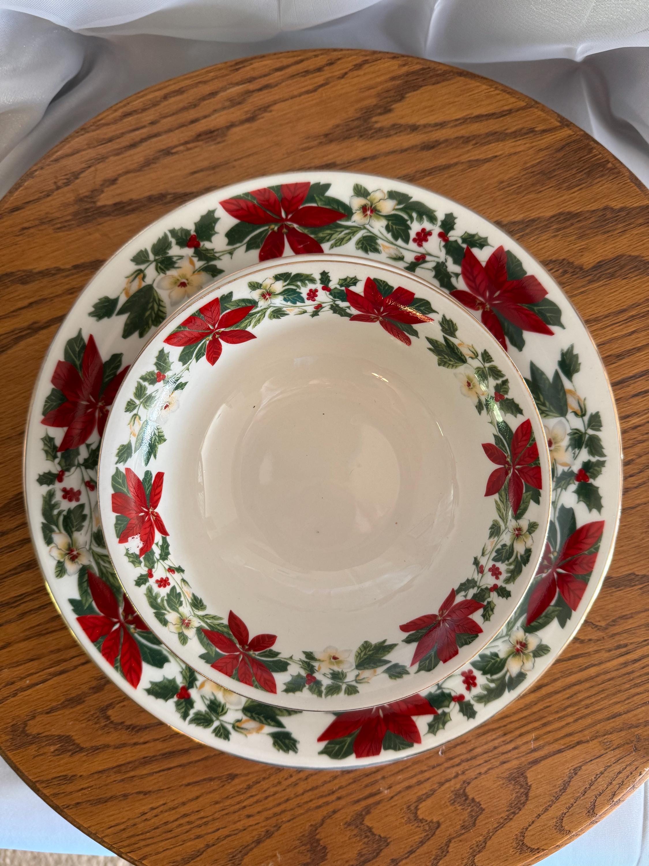 Gibson Red Floral Dinner Set Gibson Noble Poinsettia 12 Pc - Main Image