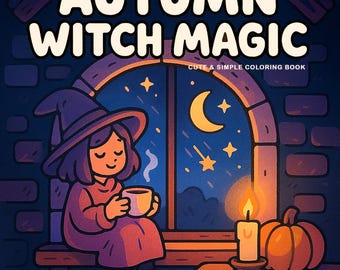 Páginas para colorear de brujas estilo Cottagecore. Página para colorear de brujas en PDF. Juego descargable de 20 páginas. Libro para colorear de Halloween.