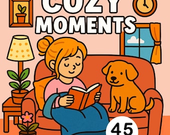 Cozy Sketch Moments Coloring Book Bold Easy Lines Printable PDF and PNG Instant Digital Download for iPad Procreate and Paper