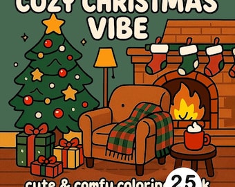 Cozy Christmas Coloring Book Cute Winter Pages Holiday PDF Digital Coloring For Adults Kids Relaxing Winter Book Printable  bold and easy