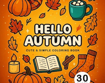 Fall Coloring Pages Cozy Autumn Book PDF for Adults Kids Tea Candles Cozy Coloring  Books  Printable Cute Comfy Digital Autumn coloring book