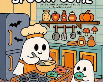 Halloween Coloring Pages Cozy Spooky Cute Ghost Printable Coloring Book Digital Download Fall Coloring Pages Kawaii Creepy Cozy