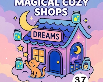 Cute Cozy Coloring Book Magical Shops Fantasy Houses Pages Instant Digital Download Halloween Coloring Pages Fall Coloring Pages