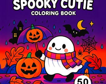 Cozy Spooky Coloring Book Cute Halloween Ghost And Pumpkin Pages For Kids Teens And Girls Printable Digital Download Fall Activity 50 Pages