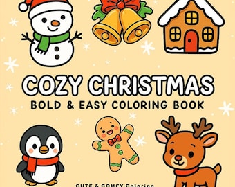 Gezellige kerst kleurboek Leuke vakantie winterse taferelen Feestelijke afdrukbare kleurplaat voor kinderen en volwassenen Digitaal coco wyo vet en gemakkelijk