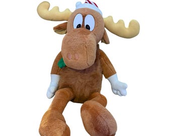 Vtg Bullwinkle Plush 25' 1006 Christmas Collectible Rocky & Bullwinkle