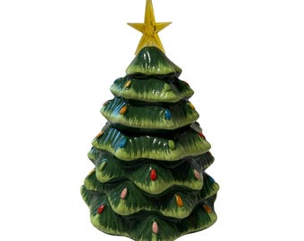 Mr. Christmas 13" Nostalgic Light Up Star Tree Ceramic Cookie Jar