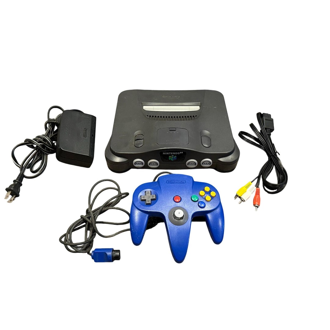 Nintendo 64 N64 Console Bundle W/ Blue Controller & Cords - Tested - Etsy