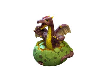 2009 Summit Collection Resin Mythical Purple Baby Dragon Hatching Egg Decor