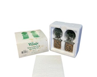 Department 56 Village Stone Corner Posts with Holly Tree 52649