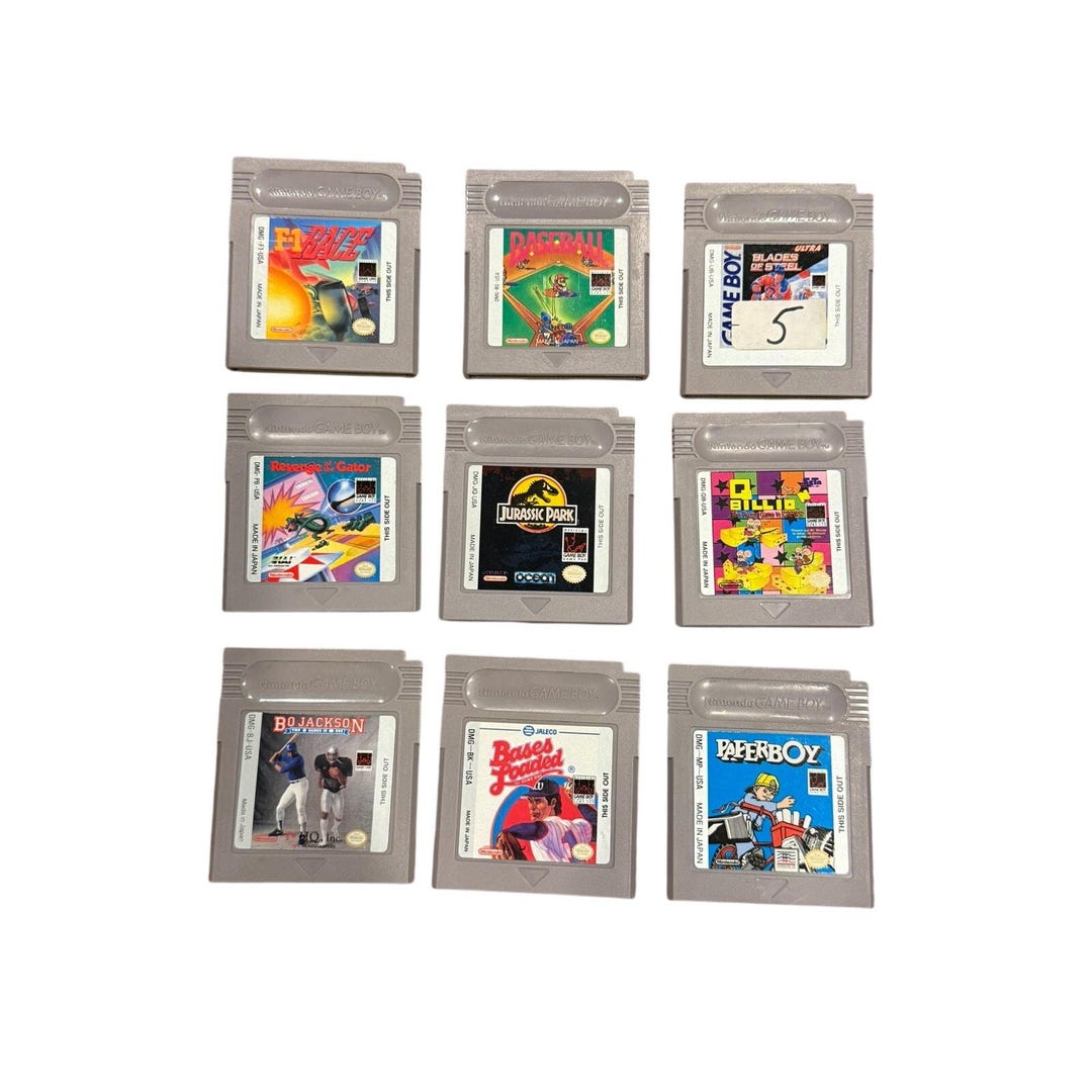 Gameboy Color Baseball Lot of 9 Original Gameboy Games Authentic Jurassic Park, Paperboy ...