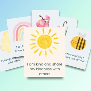 Self Compassion Affirmation Cards, Kids Positive Mindset, Emotional Wellness (Printable)