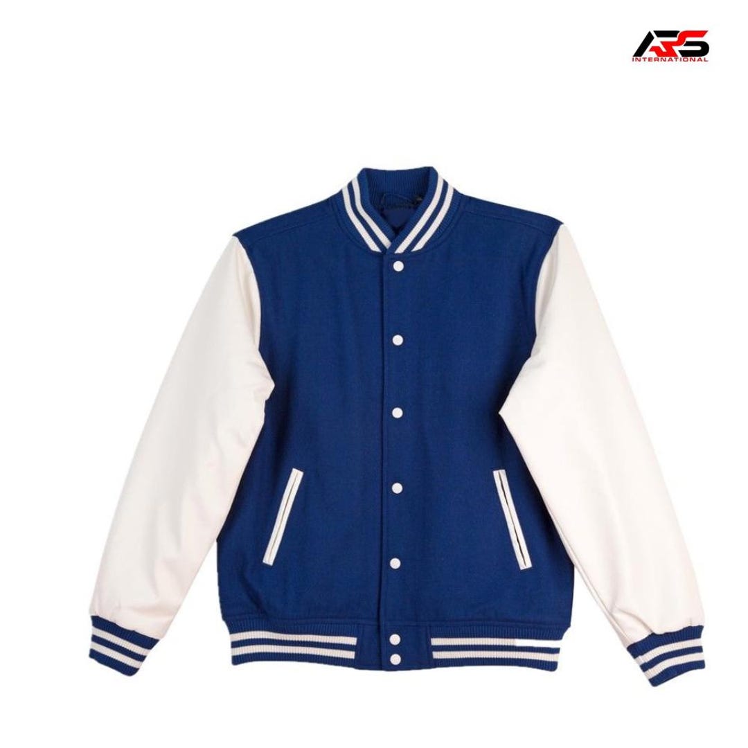 Custom Varsity Letterman Jacket White Wool Body Red Leather Sleeves ...
