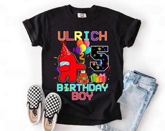Personalized Among Us Birthday Shirts, Name & Age Birthday Shirt, Among Us Birthday Boy_ Girl Shirt, Toddler Among Us Shirt, Youth Among Us