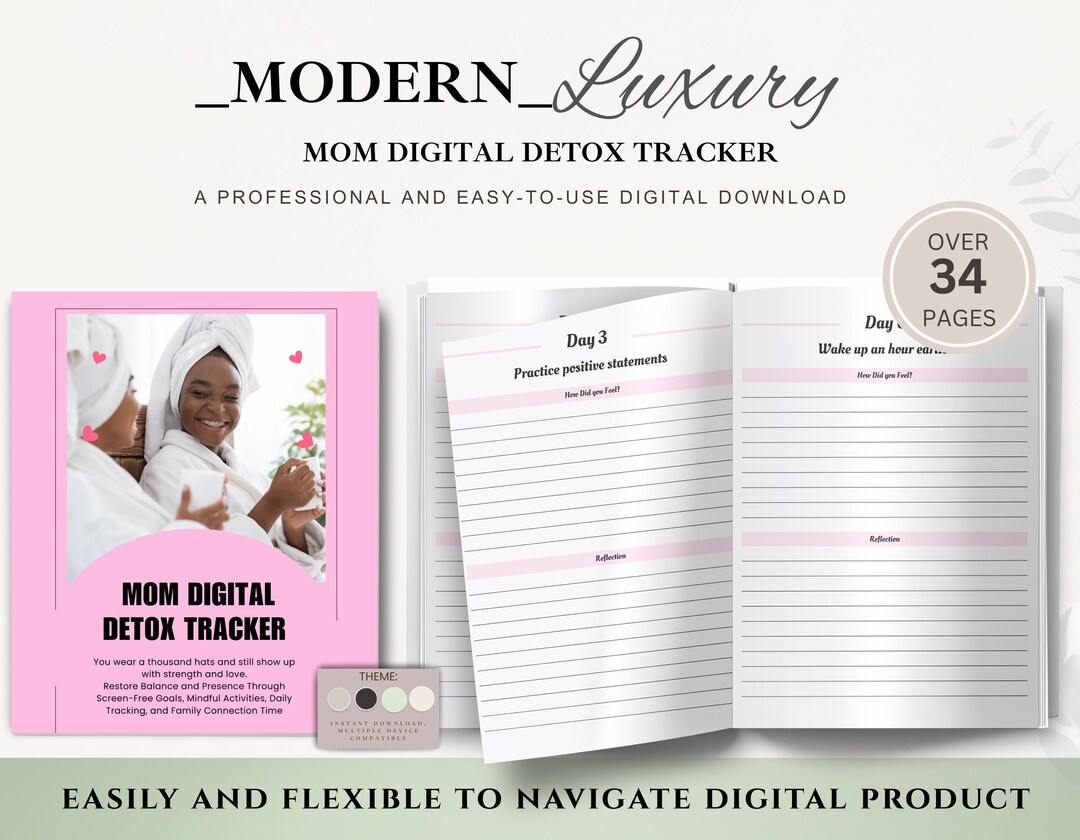 Mom Digital Detox & Screen Time Tracker | Daily Device Use Planner ...