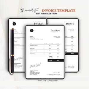 Simple Minimalist Invoice Template, Editable PDF, Professional Invoice for Small Business, Freelancer Billing