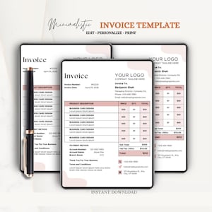 Brown and White Modern Business Invoice, Editable PDF Invoice, Professional Billing for Small Business