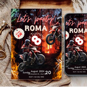 Extreme Moto Birthday Bash Invitation | Editable Dirt Bike Party Invite for Boys | Printable Motocross Theme | Instant Download PDF
