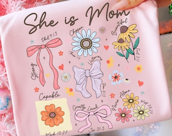 Coquette Mom PNG, Boho Floral, Christian Bible Verse (Digital Download)