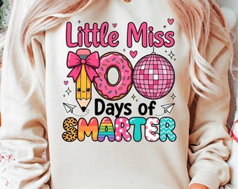 100 Days of School PNG, Little Miss Smarter Design (Digital Download)
