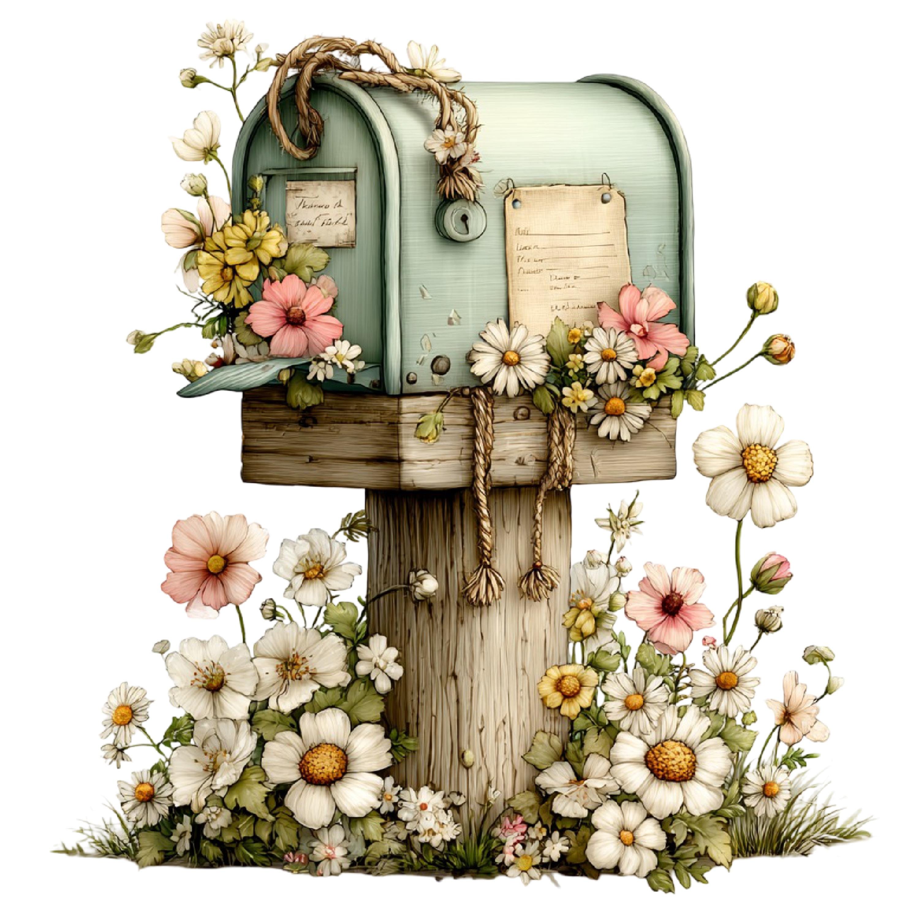 33 PNG Whimsical Spring Mailbox Clipart Full Pack, Cute Watercolor ...