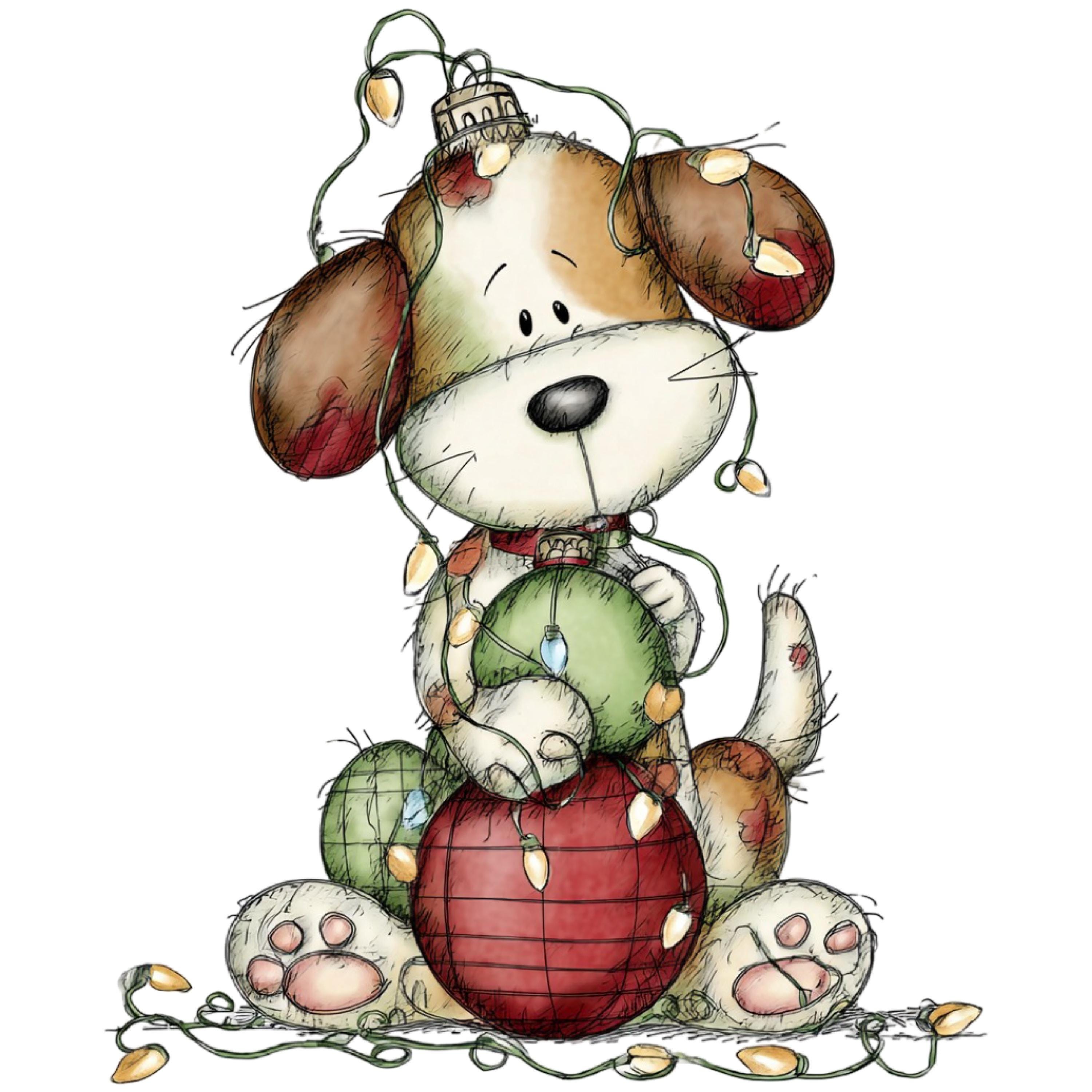Christmas Fluffy Dog Clipart Bundle, Holiday Puppy PNG Set (digital ...