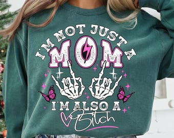 Imagem PNG de uma mãe esqueleto descolada mostrando o dedo do meio, um gráfico engraçado sobre a vida de mãe (para imprimir).