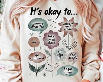 Mental Health Positive Quote PNG, Self-Care Flower Art (Digital Download)