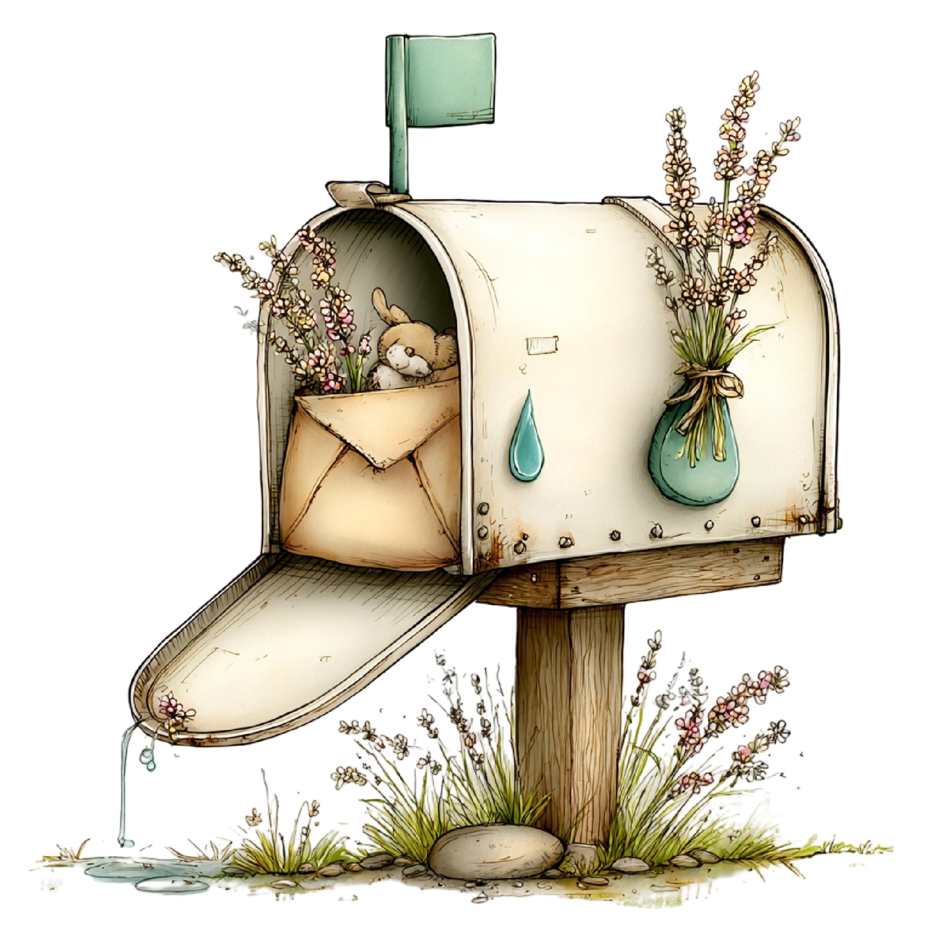 33 PNG Whimsical Spring Mailbox Clipart Full Pack, Cute Watercolor ...